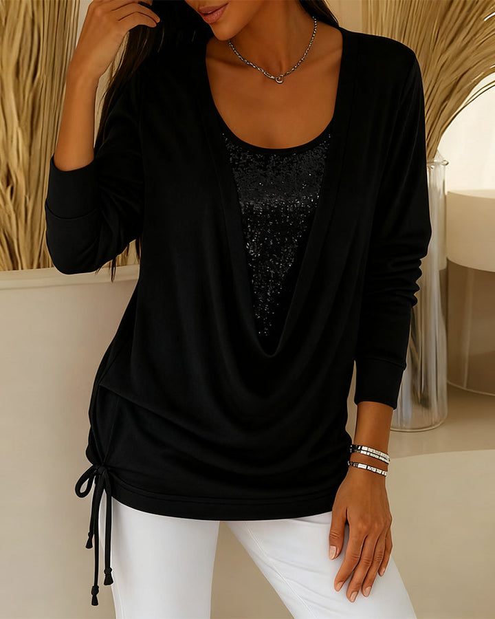 Karen - Two-Tone Sequin Top Effect Two-in-One