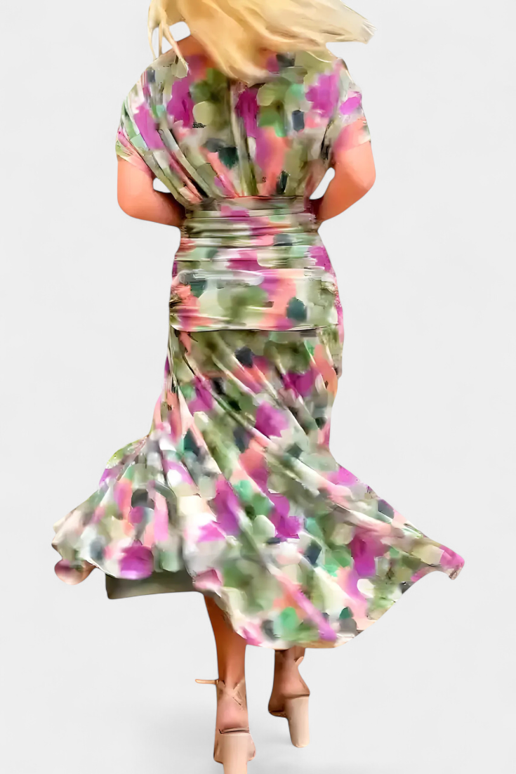 Amara™ | Long Floral Dress with V-Neck