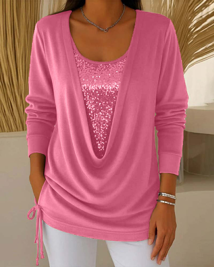 Karen - Two-Tone Sequin Top Effect Two-in-One