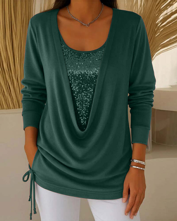 Karen - Two-Tone Sequin Top Effect Two-in-One