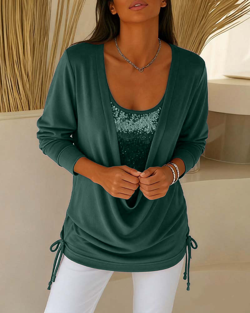 Karen - Two-Tone Sequin Top Effect Two-in-One