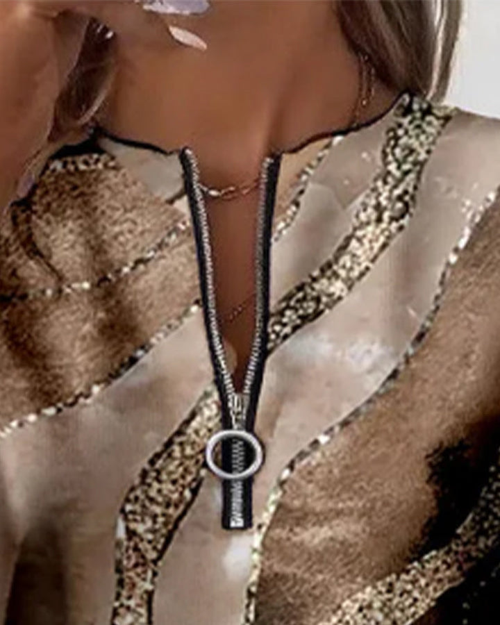 Zoey - Half-Zip Sweatshirt with Vintage Print