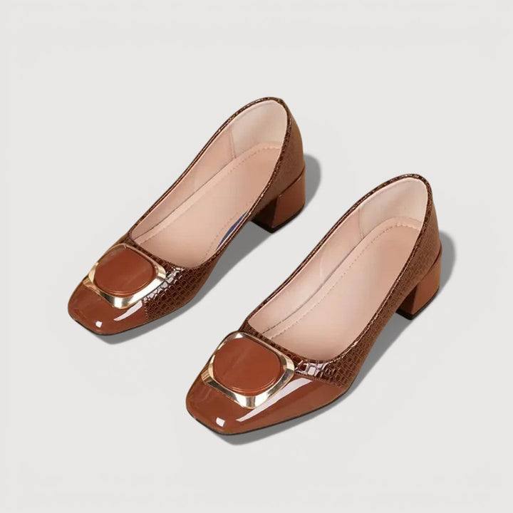 Lia – Croco Block Heels