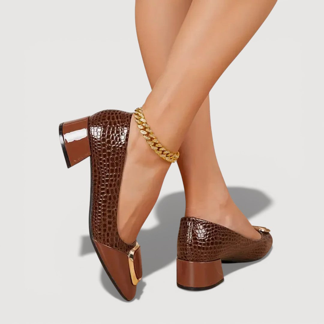 Lia – Croco Block Heels