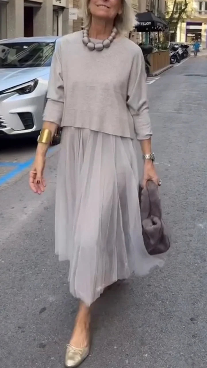 Olivia - Dress and Hand-Knitted Sweater Set