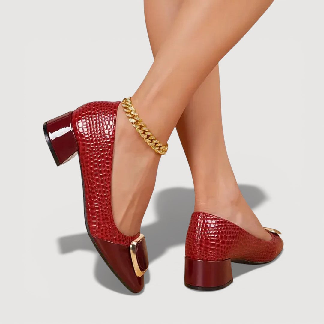 Lia – Croco Block Heels