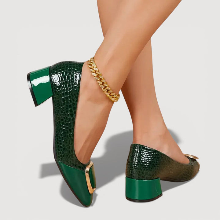 Lia – Croco Block Heels