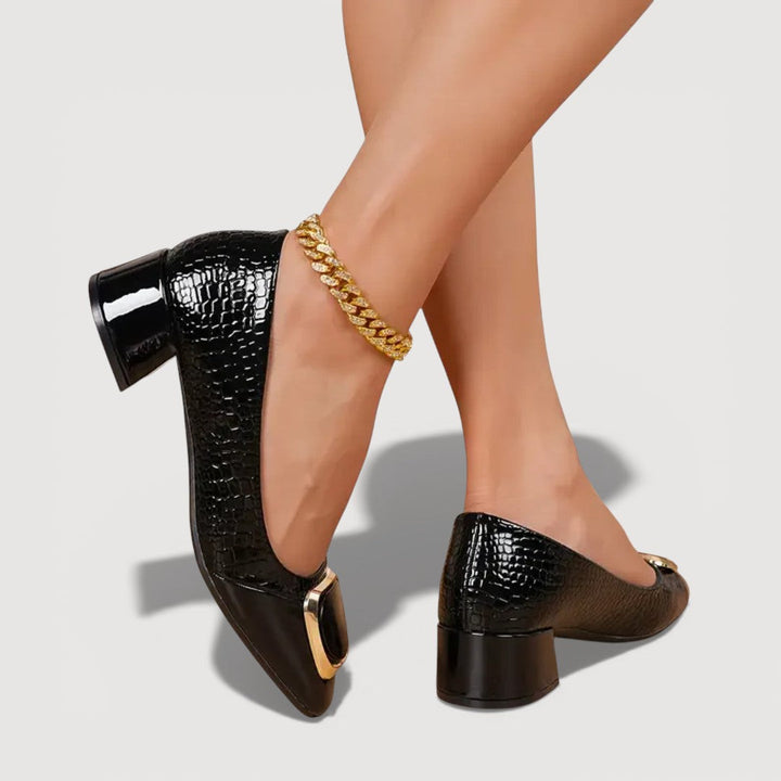 Lia – Croco Block Heels