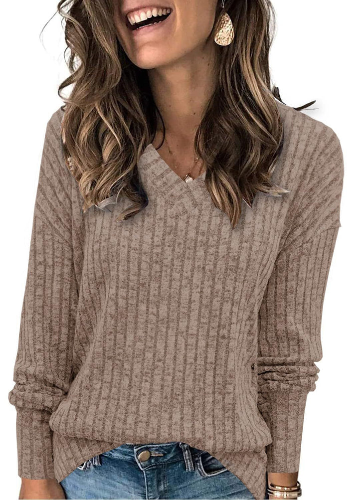 Chloe™ - Women V Neck Oversized Lightweight Knit Sweater