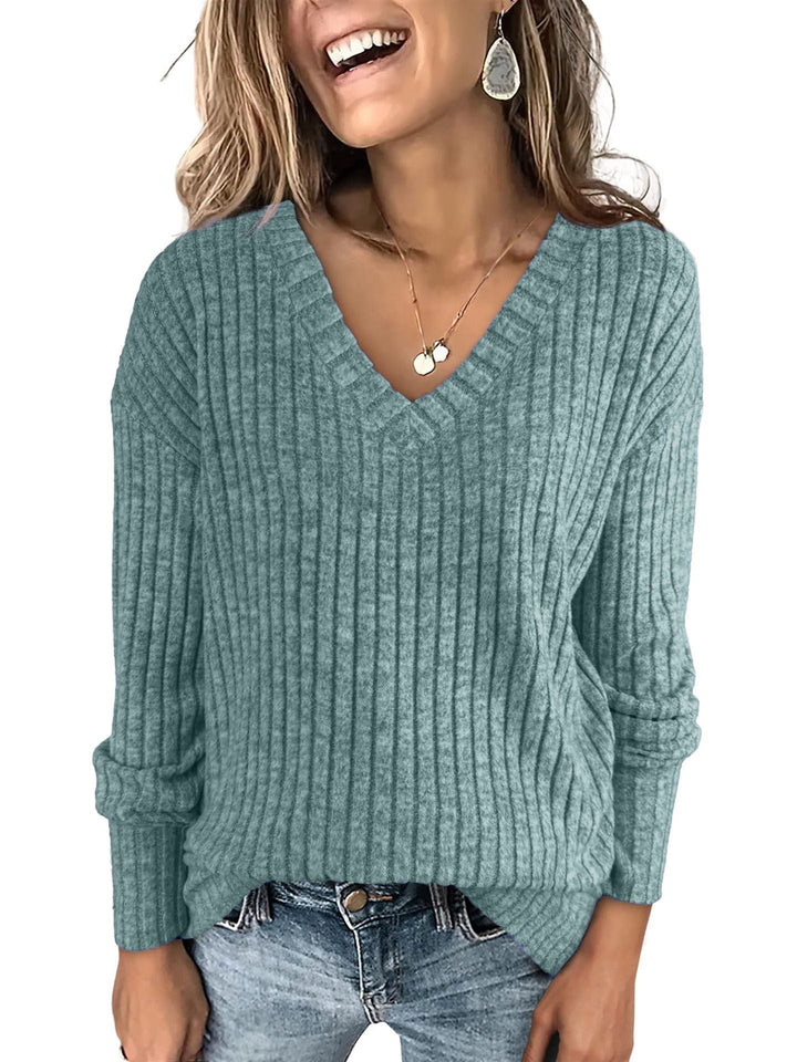 Chloe™ - Women V Neck Oversized Lightweight Knit Sweater
