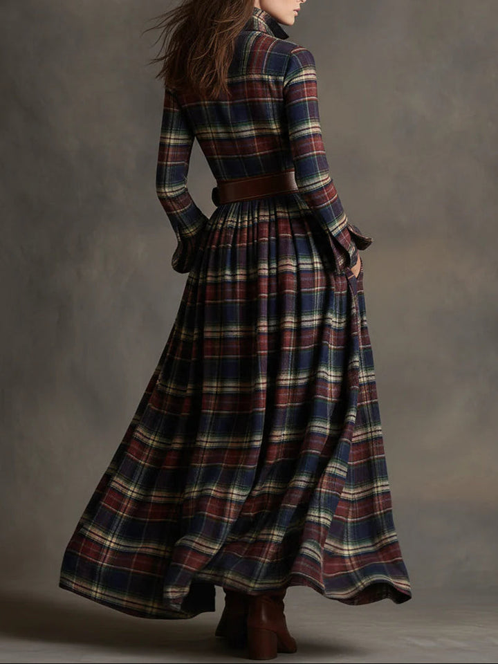Giovanna | Retro Check Maxi Dress with Belt