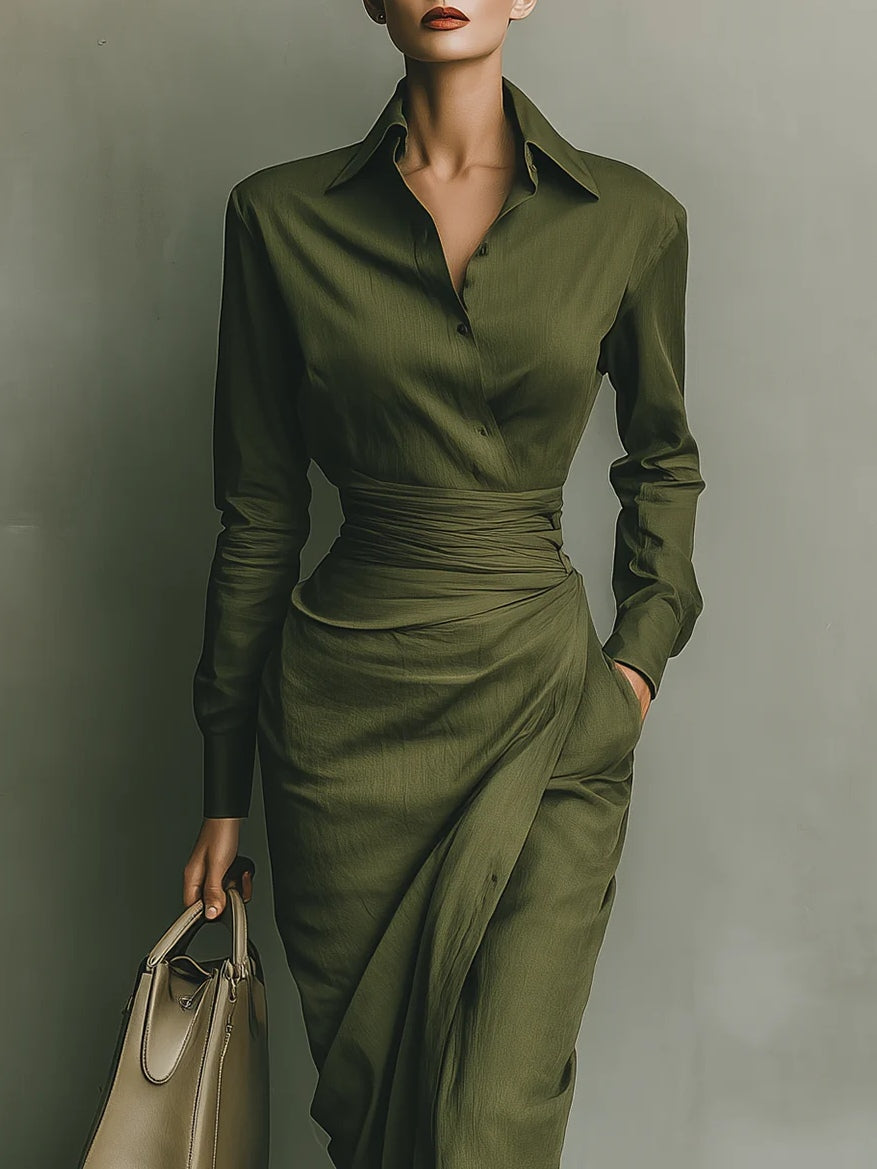 Kaelynne – Wrap Dress with Thin Collar