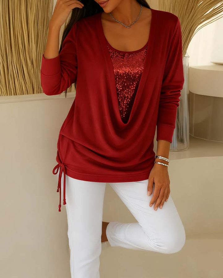 Karen - Two-Tone Sequin Top Effect Two-in-One