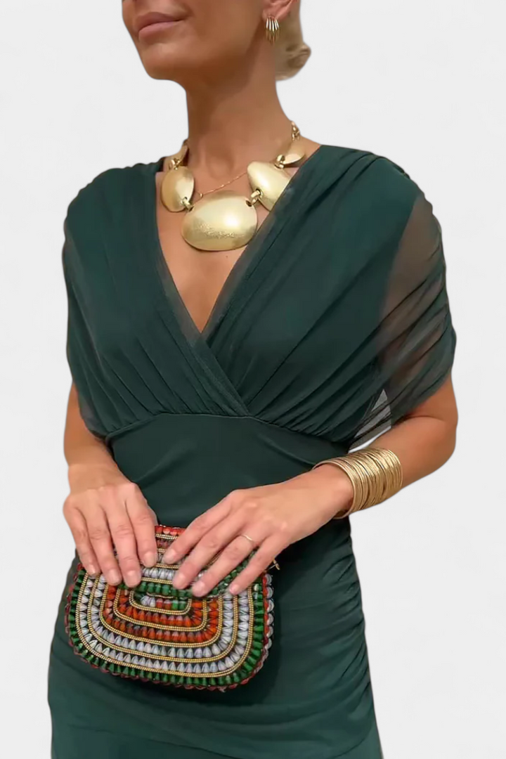 Amara™ | Long Floral Dress with V-Neck